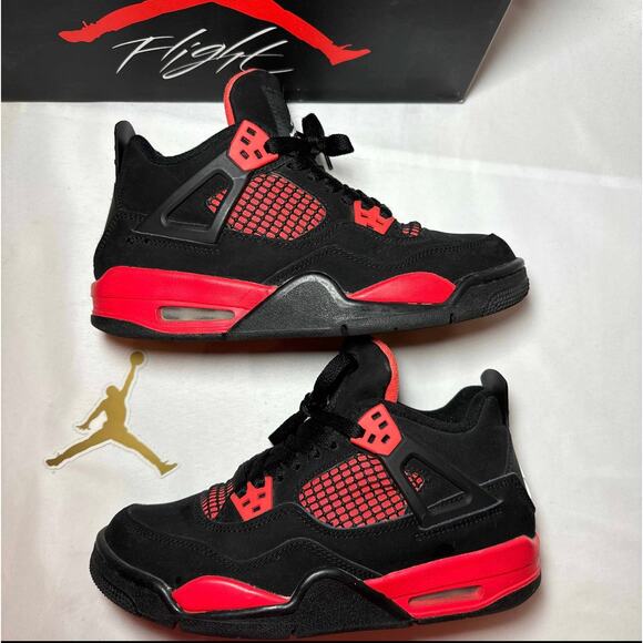 Size 5.5 - Nike Air Jordan 4 Retro GS Red Thunder Men\'s Shoes Ships Now main image 12